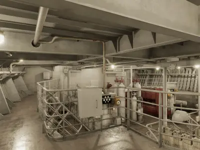 Vessel engine compartment Low-poly 3D model