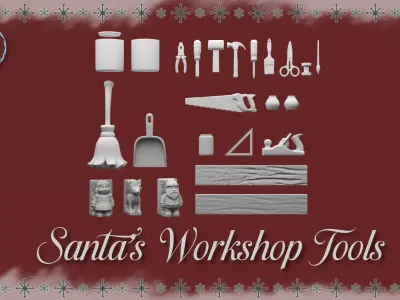 Santa Workshop Tools - Complete Christmas Miniature Crafting Set 3D print model