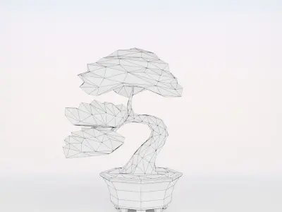 Low poly set of bonsai trees Low-poly 3D model