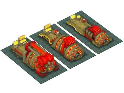 isometrical Installation Power Plant Generator Low-poly 3D model