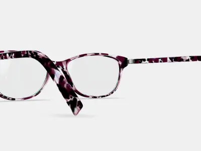 Daisy Eyeglasses in Violet Quartz Crystal with Polished Silver 3D model