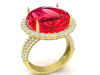 Elegant Large Round Halo Diamond Ring for Women  3512 3D print model