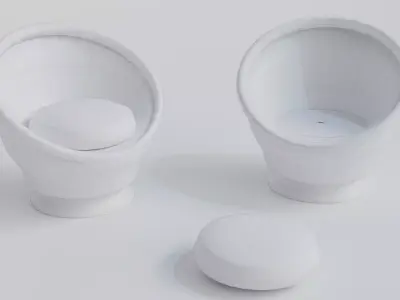 Circular Wicker Chair with Cushion Low-poly 3D model