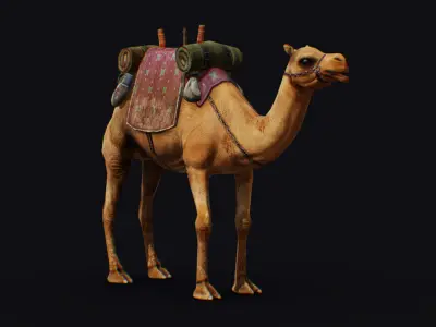 Camel Harnessed Desert Animal Lowpoly 3d Model Mammal Low-poly 3D model