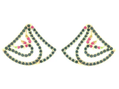 Earrings Collection dil jagji diamond pendant gold 3D print model