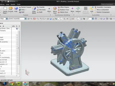 Miniature Pneumatic 6 Cylinder Radial Engine with NX 9 3D model