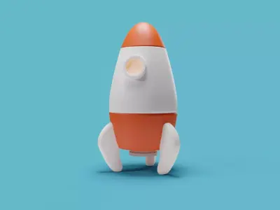 Cartoon Space Rocket - Toon Spaceship Free 3D model