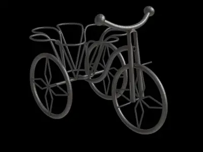 Black Metal Tricycle Plant Stand Low-poly 3D model