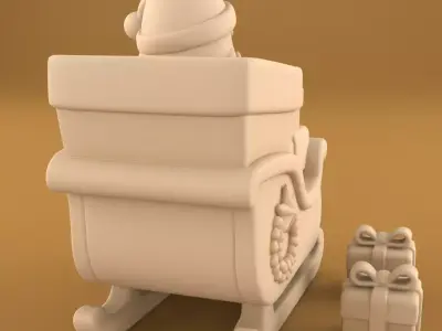 Cute Santa Sleigh Planter Christmas Decor Organizer STL 3D print model