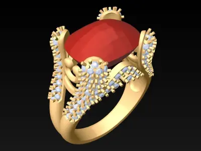 Oval Stone Ring - Womens Rings - GN279 3D print model
