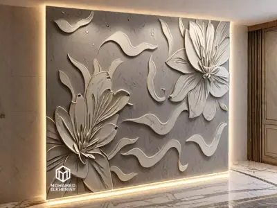 modern panel wall decor set wall relief mural CNC 109 3D model