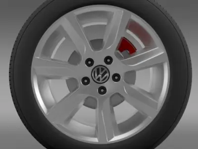 VW Polo 2010 Sedan wheel 3D model