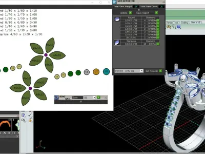 Two flower gem ring 3D print model