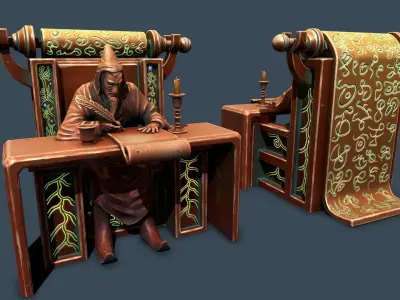 Fantasy statues 2 Low-poly 3D model