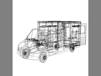London Emergency Service Ambulance - Mercedes Benz Van 3D model
