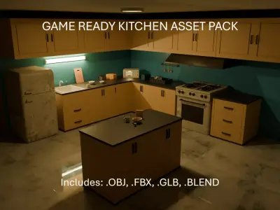 GAME READY KITCHEN ASSET PACK Free low-poly 3D model