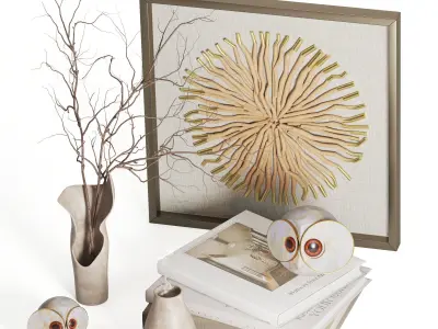 Decorative Set Frame and Candle 3D model