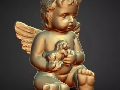 cherub holding puppy decoration 3D print model