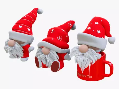 Christmas Gnome Decoration Set M1 3D model
