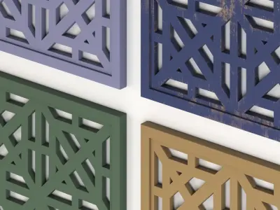 Arabic Islamic pattern wood decorative plaster 3D model