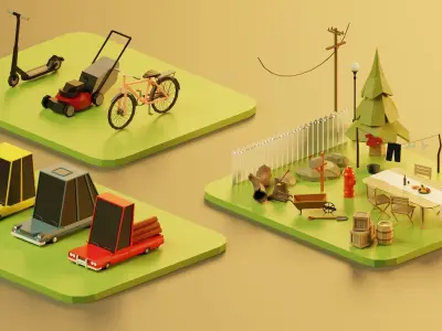 cartoon city 2 Low-poly 3D model