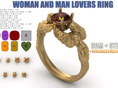Carrera Y Carrera STL Carrera Woman and Man Lovers Ring   3D print model