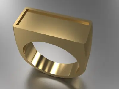 Mens Rectangular Ring Gold Platinum Silver Jewelry 3D print model