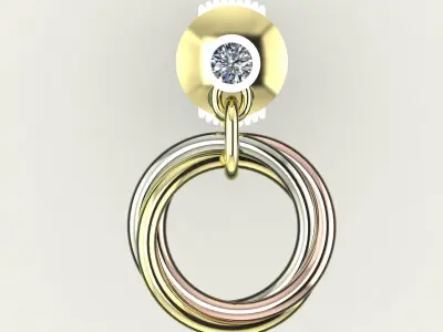 Trinity earrings  brilliant-cut diamonds 3d printing model 3D print model