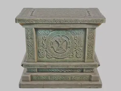 rectangular Celtic Medieval Altar Low-poly 3D model