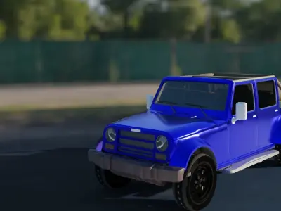 Blue Tour Jeep Low-poly 3D model