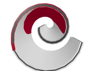 Japan Flag on a helical spiral structure 3D model