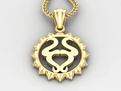 Sun Taurus Light Gold Pendant Version 7 3D print model
