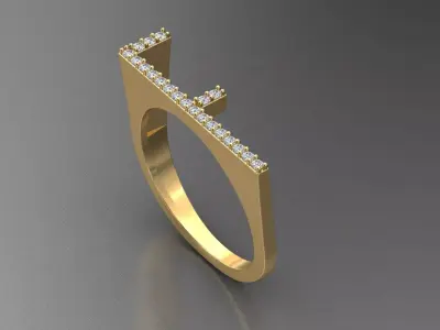 alphabet jewelry ring diamond letter F 3D print model