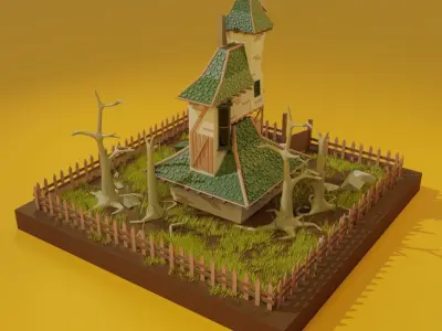 Fantasy House-low poly Free low-poly 3D model