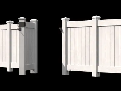 Wooden Fence set PBR 09 Low-poly 3D model