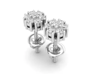 AV 333 Diamond Cluster Flower Stud Earrings 3D print model