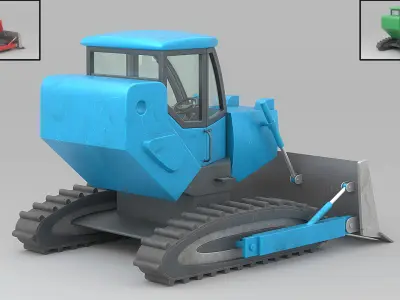 Cartoon Bulldozer Low-poly 3D model