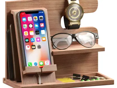 TESLYAR Wood Phone Docking Station set1 3D model