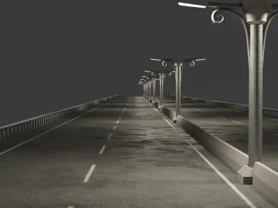Bridge highway with lights 3D model