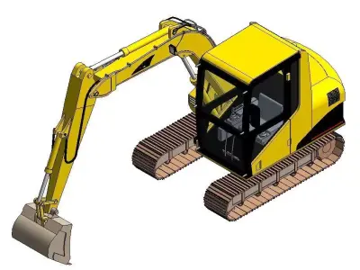 Small Long Reach Excavator-09 Low-poly 3D model