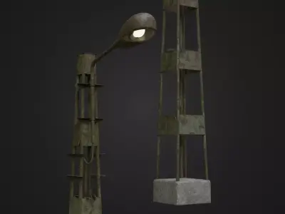 Old Worn Street Light 06 Low-poly 3D model