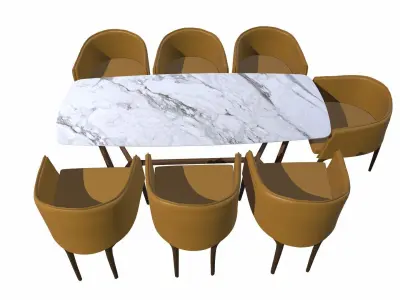 Dining Set Low-poly 3D model purchase