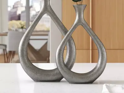  Tompson Antique Silver Table Vase Set 3D model