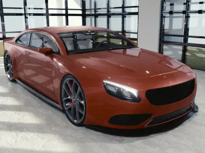 BLENDER EEVEE Brandless Mid Size 2 door sedan Low-poly 3D model