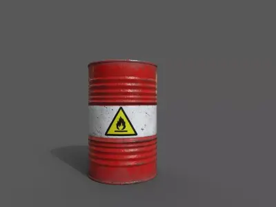 Barrel flammable - PBR Game Ready model Low-poly 3D model