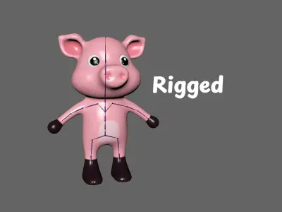 High-Quality 3D Cute Pig - Animated for Games Low-poly 3D model