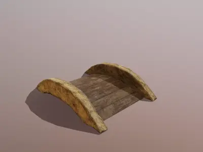 Garden bridge stone and wood low poly Free low-poly 3D model