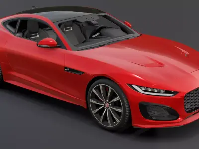 Jaguar F type Red Animated and Rigged Low-poly 3D model