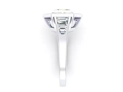 Asscher Cut Diamond Solitaire With Baguette  3D print model