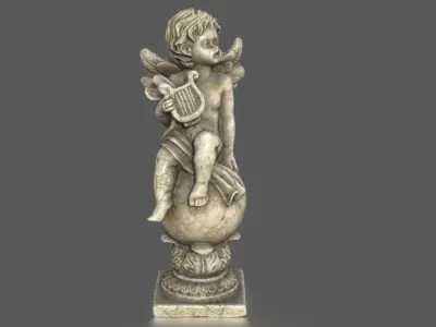 ANGEL WITH HARP Low-poly 3D model